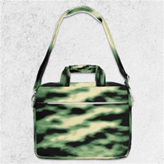 Green  Waves Abstract Series No14 Macbook Pro Shoulder Laptop Bag  by DimitriosArt