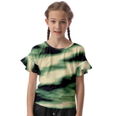 Green  Waves Abstract Series No14 Kids  Cut Out Flutter Sleeves by DimitriosArt