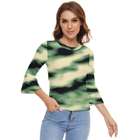 Green  Waves Abstract Series No14 Bell Sleeve Top by DimitriosArt