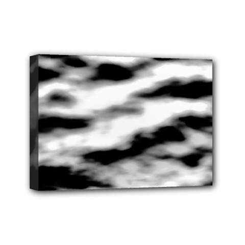 Black Waves Abstract Series No 2 Mini Canvas 7  X 5  (stretched) by DimitriosArt