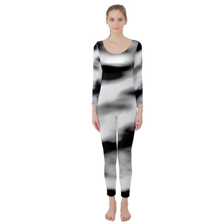 Black Waves Abstract Series No 2 Long Sleeve Catsuit