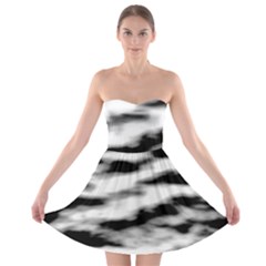 Black Waves Abstract Series No 2 Strapless Bra Top Dress by DimitriosArt