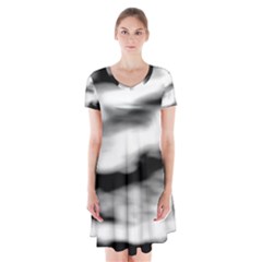 Black Waves Abstract Series No 2 Short Sleeve V-neck Flare Dress by DimitriosArt