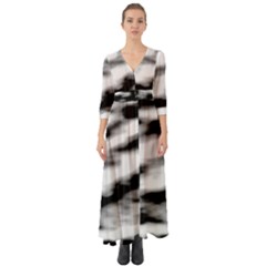 Black Waves Abstract Series No 2 Button Up Boho Maxi Dress by DimitriosArt