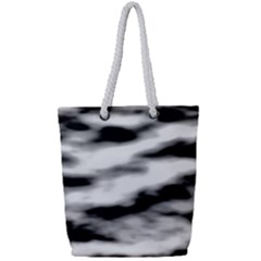 Black Waves Abstract Series No 2 Full Print Rope Handle Tote (small) by DimitriosArt