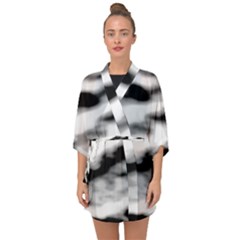 Black Waves Abstract Series No 2 Half Sleeve Chiffon Kimono by DimitriosArt