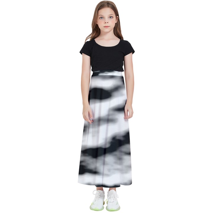 Black Waves Abstract Series No 2 Kids  Flared Maxi Skirt