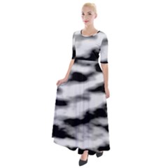 Black Waves Abstract Series No 2 Half Sleeves Maxi Dress by DimitriosArt