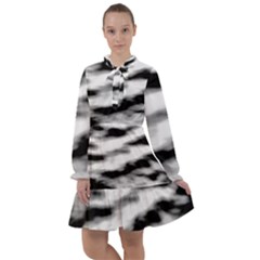 Black Waves Abstract Series No 2 All Frills Chiffon Dress by DimitriosArt