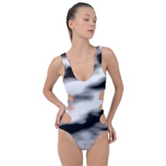 Black Waves Abstract Series No 2 Side Cut Out Swimsuit by DimitriosArt