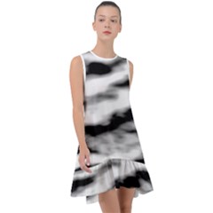 Black Waves Abstract Series No 2 Frill Swing Dress by DimitriosArt