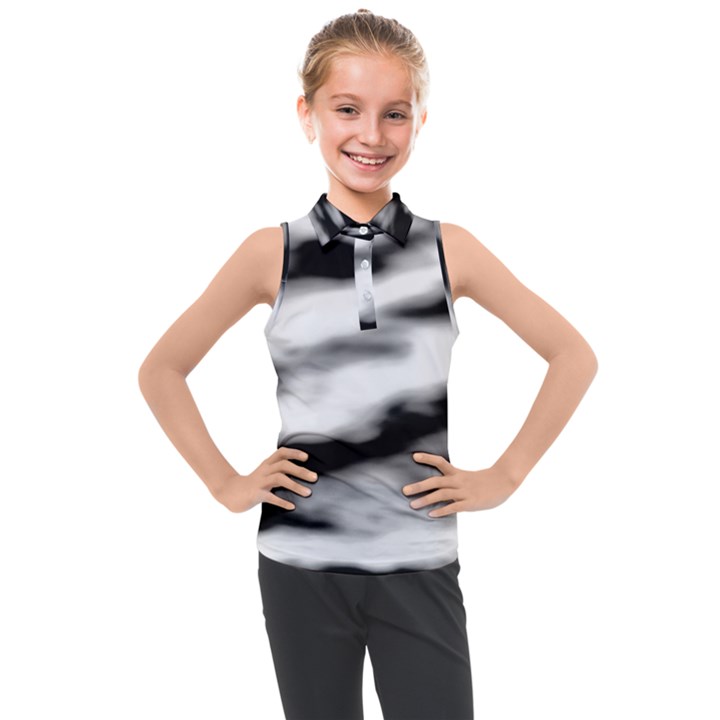 Black Waves Abstract Series No 2 Kids  Sleeveless Polo Tee