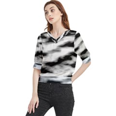 Black Waves Abstract Series No 2 Quarter Sleeve Blouse