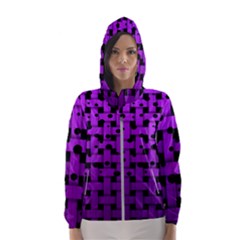 Weaved Bubbles At Strings, Purple, Violet Color Women s Hooded Windbreaker