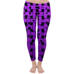 Weaved Bubbles At Strings, Purple, Violet Color Classic Winter Leggings