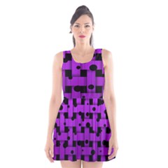 Weaved Bubbles At Strings, Purple, Violet Color Scoop Neck Skater Dress by Casemiro