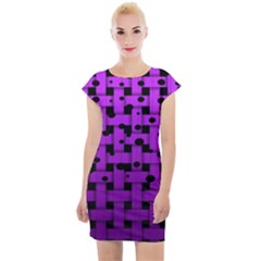 Weaved Bubbles At Strings, Purple, Violet Color Cap Sleeve Bodycon Dress by Casemiro