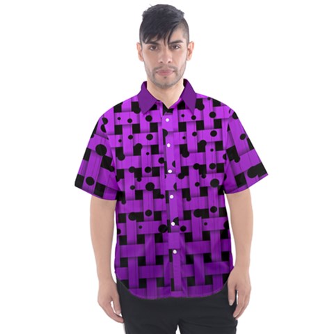 Weaved Bubbles At Strings, Purple, Violet Color Men s Short Sleeve Shirt by Casemiro