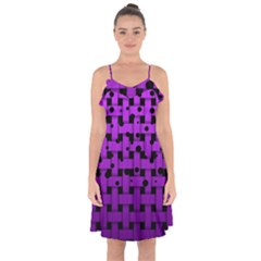 Weaved Bubbles At Strings, Purple, Violet Color Ruffle Detail Chiffon Dress by Casemiro