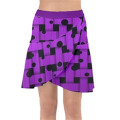 Weaved Bubbles At Strings, Purple, Violet Color Wrap Front Skirt by Casemiro