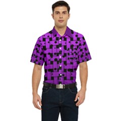 Weaved Bubbles At Strings, Purple, Violet Color Men s Short Sleeve Pocket Shirt 