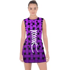 Weaved Bubbles At Strings, Purple, Violet Color Lace Up Front Bodycon Dress by Casemiro