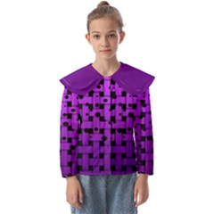 Weaved Bubbles At Strings, Purple, Violet Color Kids  Peter Pan Collar Blouse by Casemiro