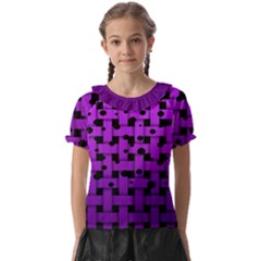 Weaved Bubbles At Strings, Purple, Violet Color Kids  Frill Chiffon Blouse by Casemiro