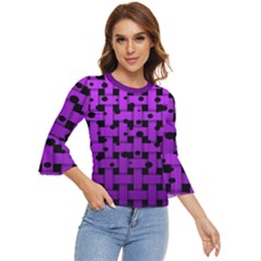 Weaved Bubbles At Strings, Purple, Violet Color Bell Sleeve Top