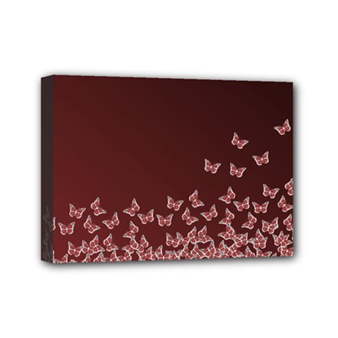 Red Gradient Butterflies Pattern, Nature Theme Mini Canvas 7  X 5  (stretched) by Casemiro