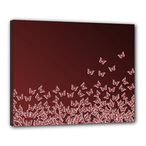 Red Gradient Butterflies Pattern, Nature Theme Canvas 20  X 16  (stretched) by Casemiro