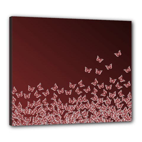 Red Gradient Butterflies Pattern, Nature Theme Canvas 24  X 20  (stretched) by Casemiro