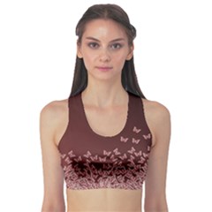 Red Gradient Butterflies Pattern, Nature Theme Sports Bra by Casemiro