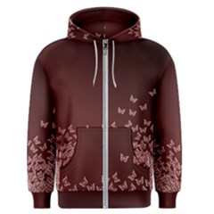 Red Gradient Butterflies Pattern, Nature Theme Men s Zipper Hoodie