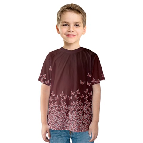 Red Gradient Butterflies Pattern, Nature Theme Kids  Sport Mesh Tee by Casemiro