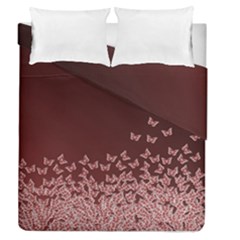 Red Gradient Butterflies Pattern, Nature Theme Duvet Cover Double Side (queen Size) by Casemiro