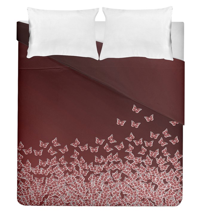 Red Gradient Butterflies pattern, nature theme Duvet Cover Double Side (Queen Size)