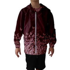 Red Gradient Butterflies Pattern, Nature Theme Kids  Hooded Windbreaker