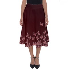 Red Gradient Butterflies Pattern, Nature Theme Perfect Length Midi Skirt by Casemiro