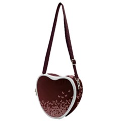 Red Gradient Butterflies Pattern, Nature Theme Heart Shoulder Bag by Casemiro