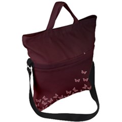 Red Gradient Butterflies Pattern, Nature Theme Fold Over Handle Tote Bag by Casemiro