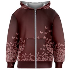 Red Gradient Butterflies Pattern, Nature Theme Kids  Zipper Hoodie Without Drawstring by Casemiro