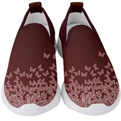 Red Gradient Butterflies Pattern, Nature Theme Kids  Slip On Sneakers by Casemiro