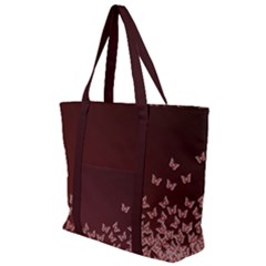 Red Gradient Butterflies Pattern, Nature Theme Zip Up Canvas Bag by Casemiro