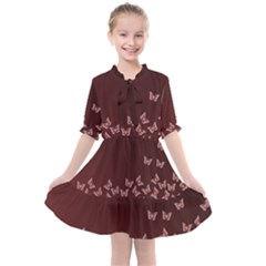 Red Gradient Butterflies Pattern, Nature Theme Kids  All Frills Chiffon Dress by Casemiro