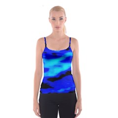 Blue Waves Abstract Series No13 Spaghetti Strap Top by DimitriosArt