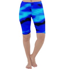 Blue Waves Abstract Series No13 Cropped Leggings  by DimitriosArt