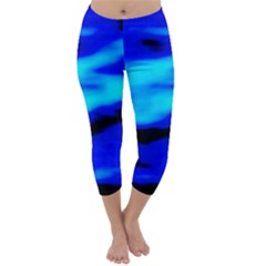 Blue Waves Abstract Series No13 Capri Winter Leggings  by DimitriosArt