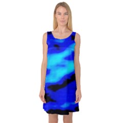 Blue Waves Abstract Series No13 Sleeveless Satin Nightdress by DimitriosArt