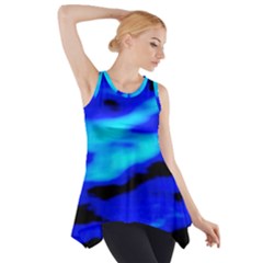 Blue Waves Abstract Series No13 Side Drop Tank Tunic by DimitriosArt